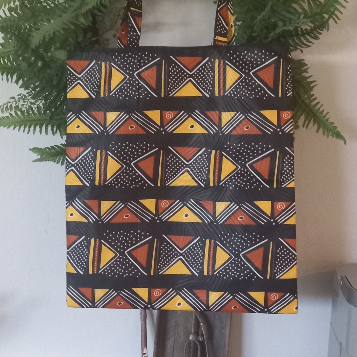 African Essence Tote Bag & Folding Fan Set