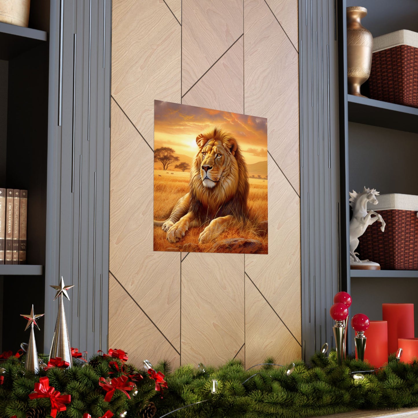 Lion Sunset Matte Poster