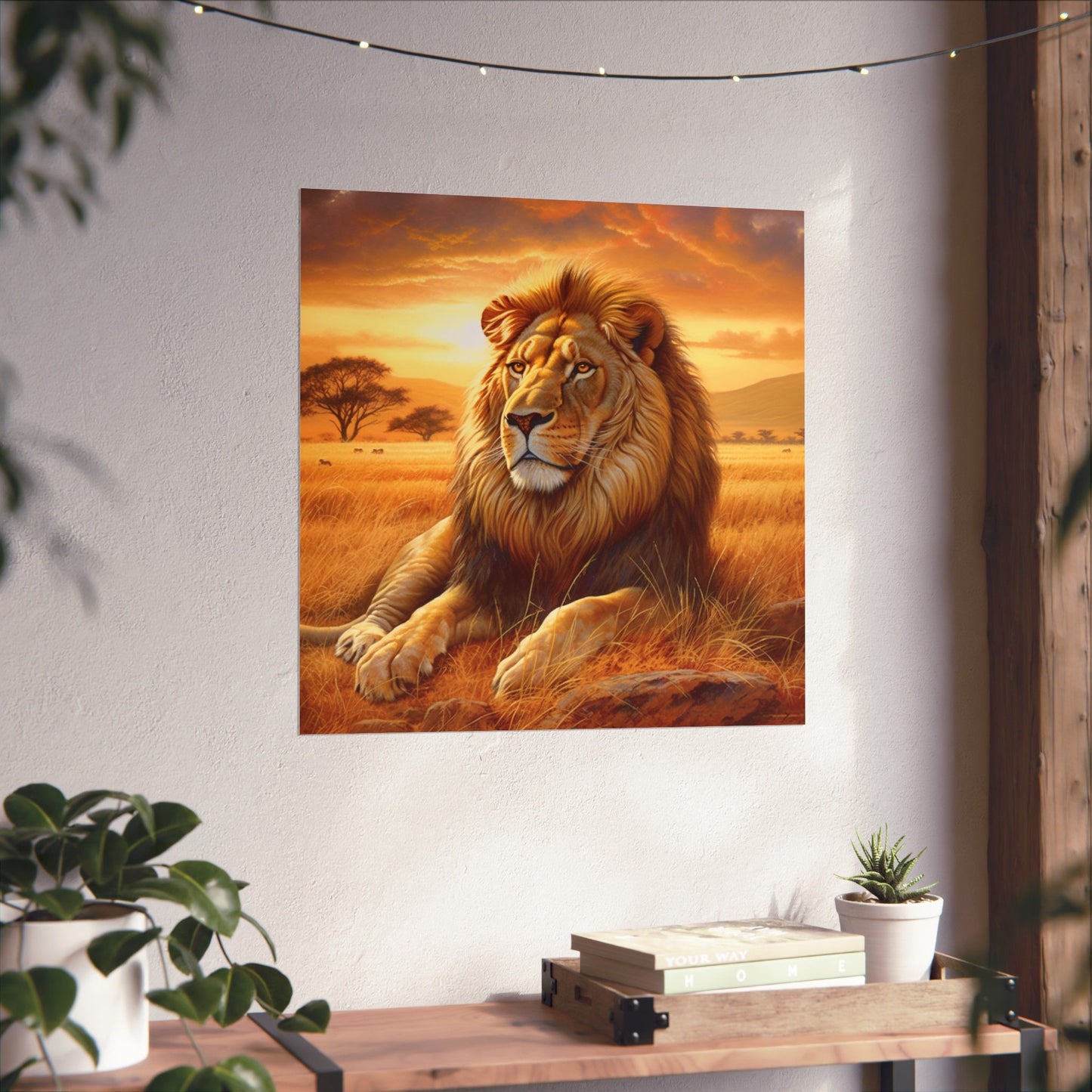 Lion Sunset Matte Poster