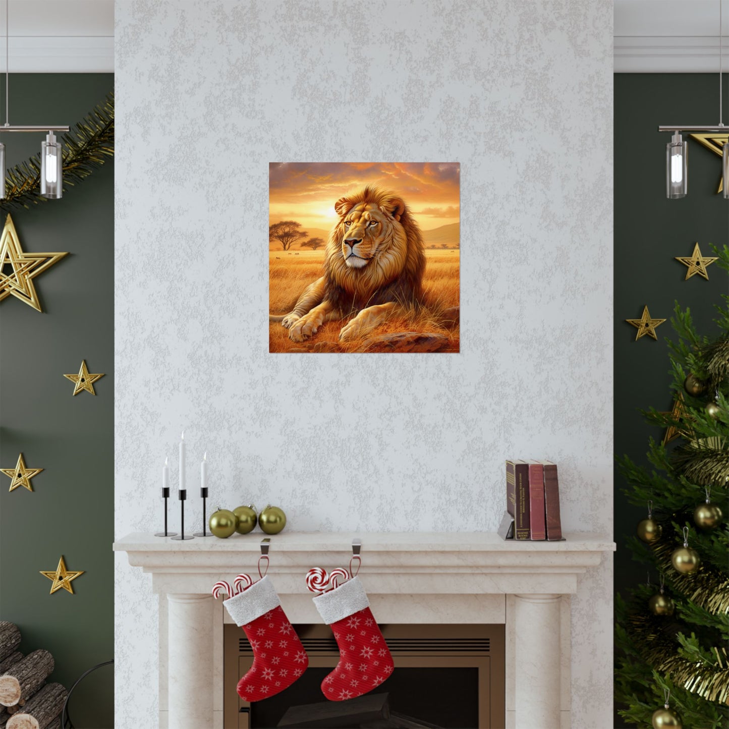 Lion Sunset Matte Poster