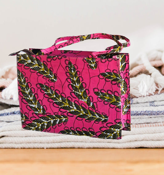 Handmade African Print Bag -  African Print Clutch - Rose Pink Ankara Purse