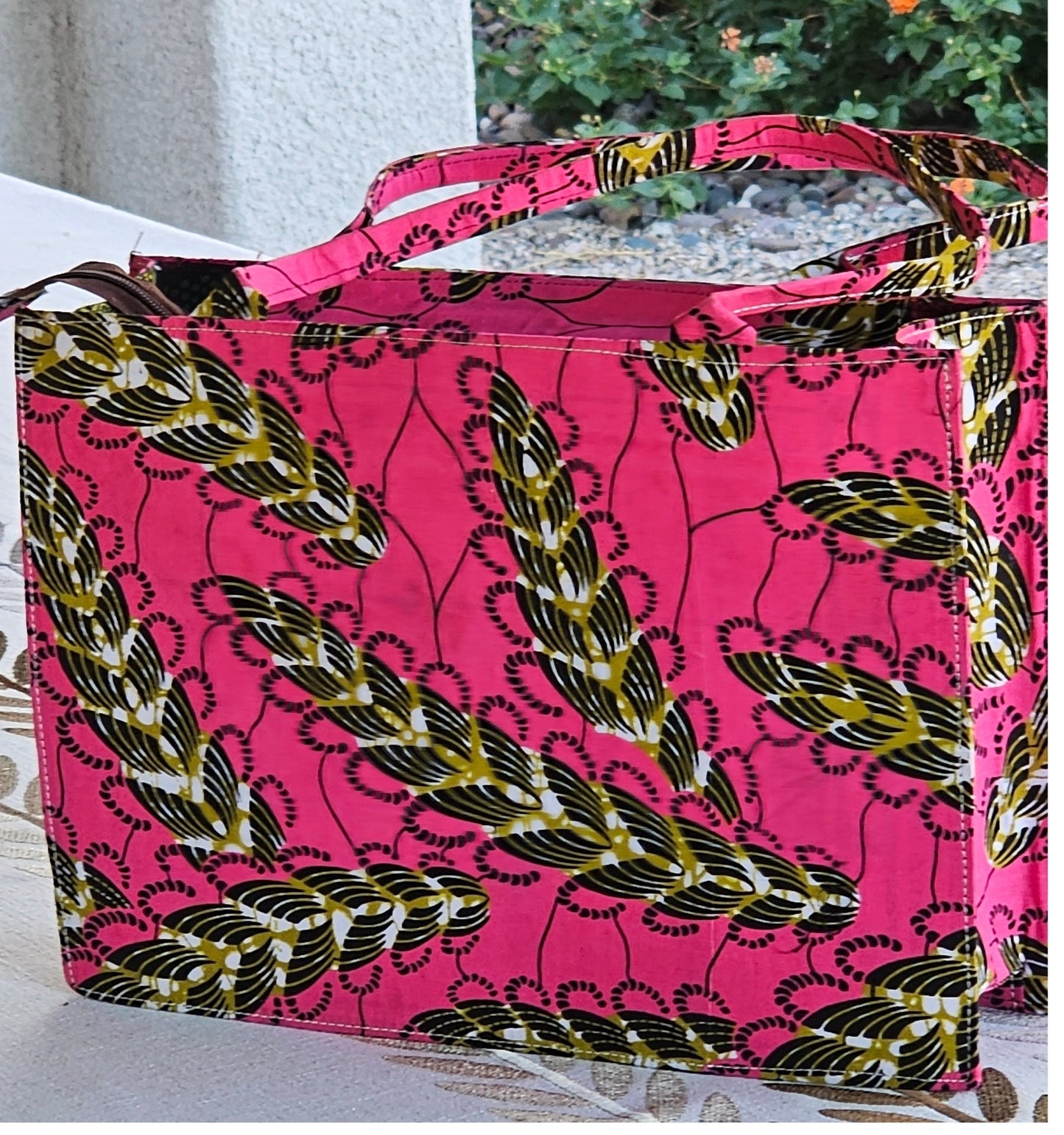 Handmade African Print Bag -  African Print Clutch - Rose Pink Ankara Purse